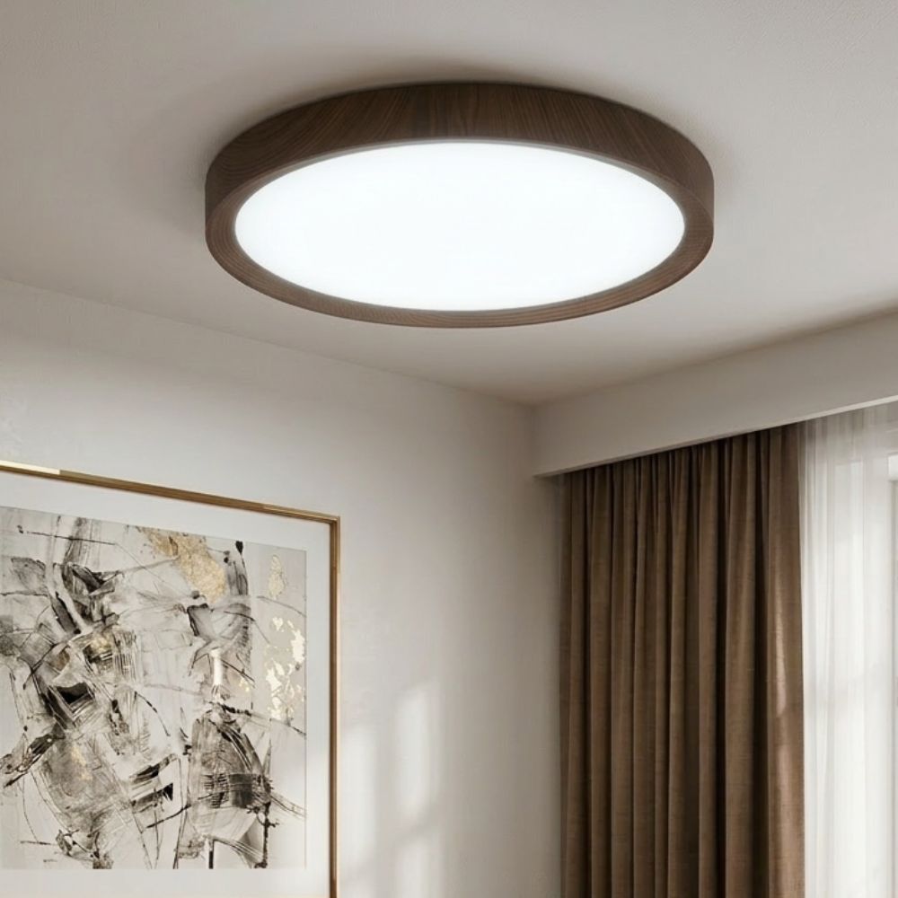 Lampa Sufitowa Drewniana Okrągła LED