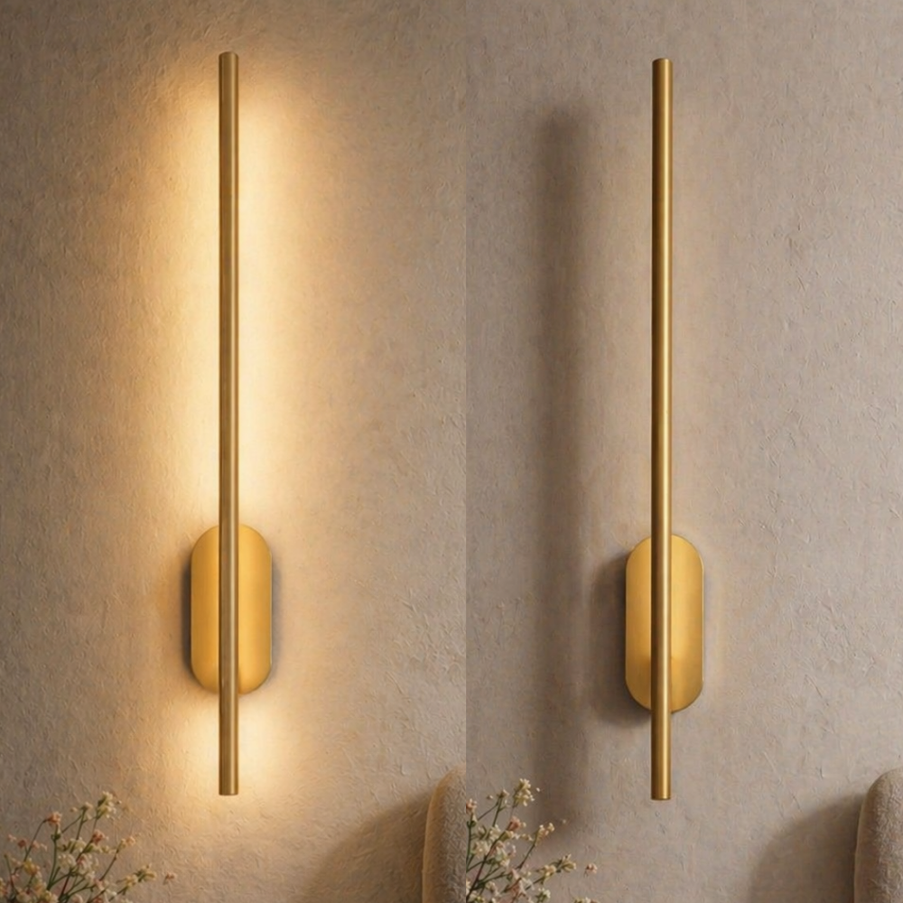Minimalistyczna lampa ścienna LED góra dół złote wykończenie