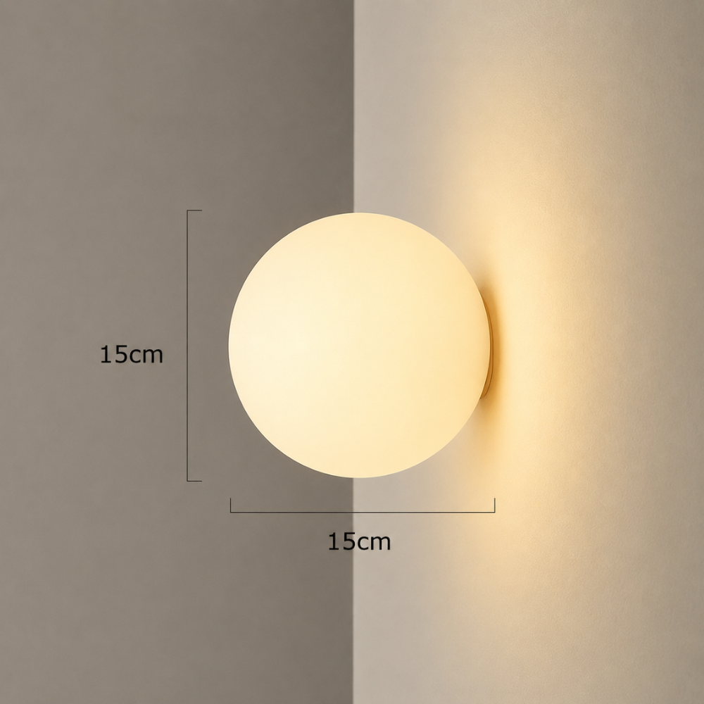 Nowoczesna kinkietowa lampa ścienna LED z kulą ze szkła w stylu ambient