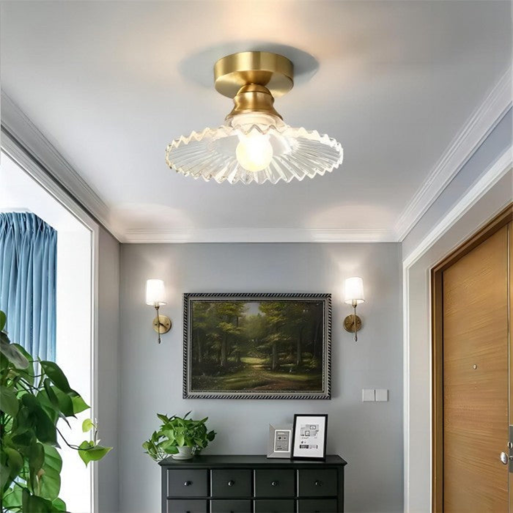 Lampa Sufitowa Szklana Vintage LED Kwiatowa