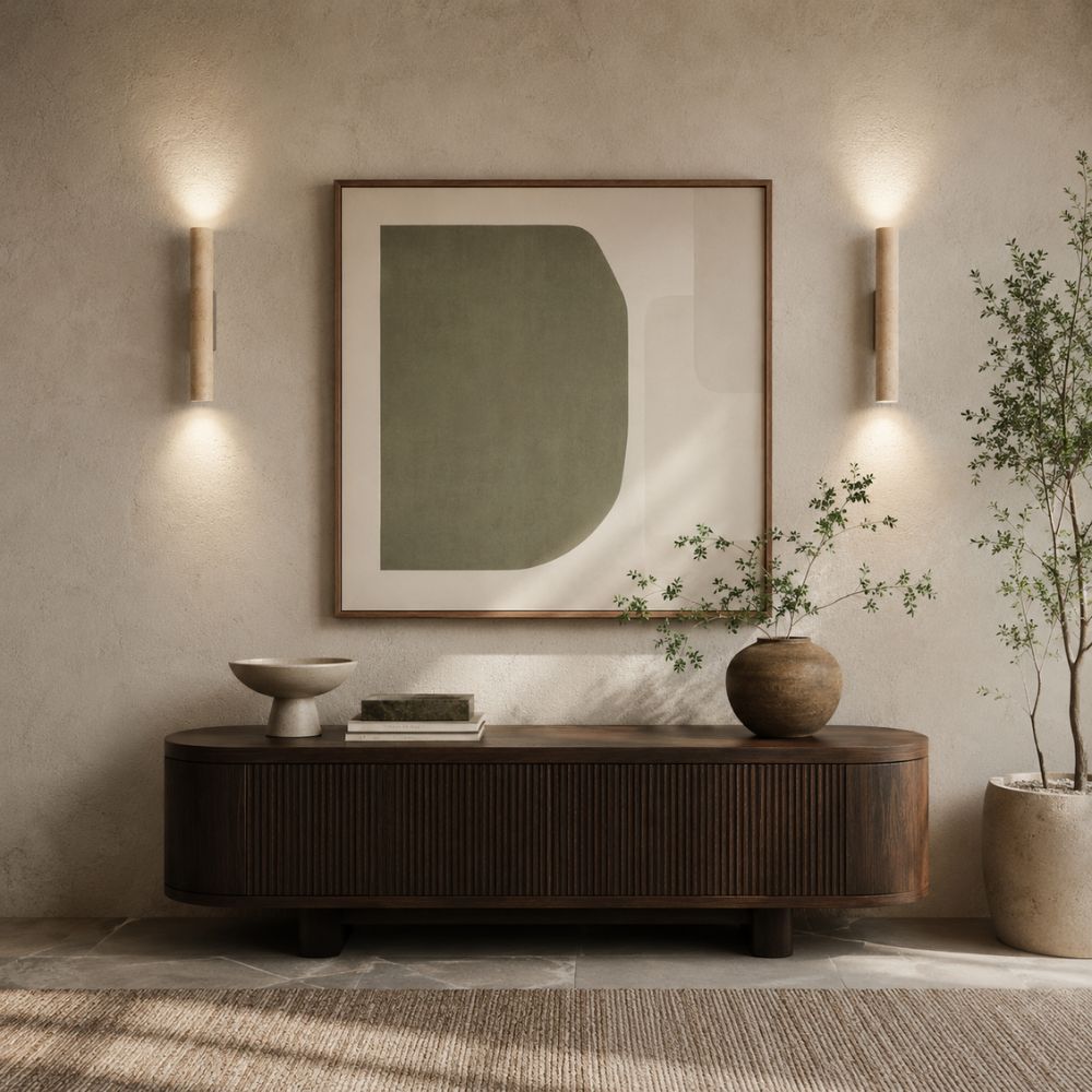 Kamienna cylindryczna lampa ścienna z podwójnym światłem