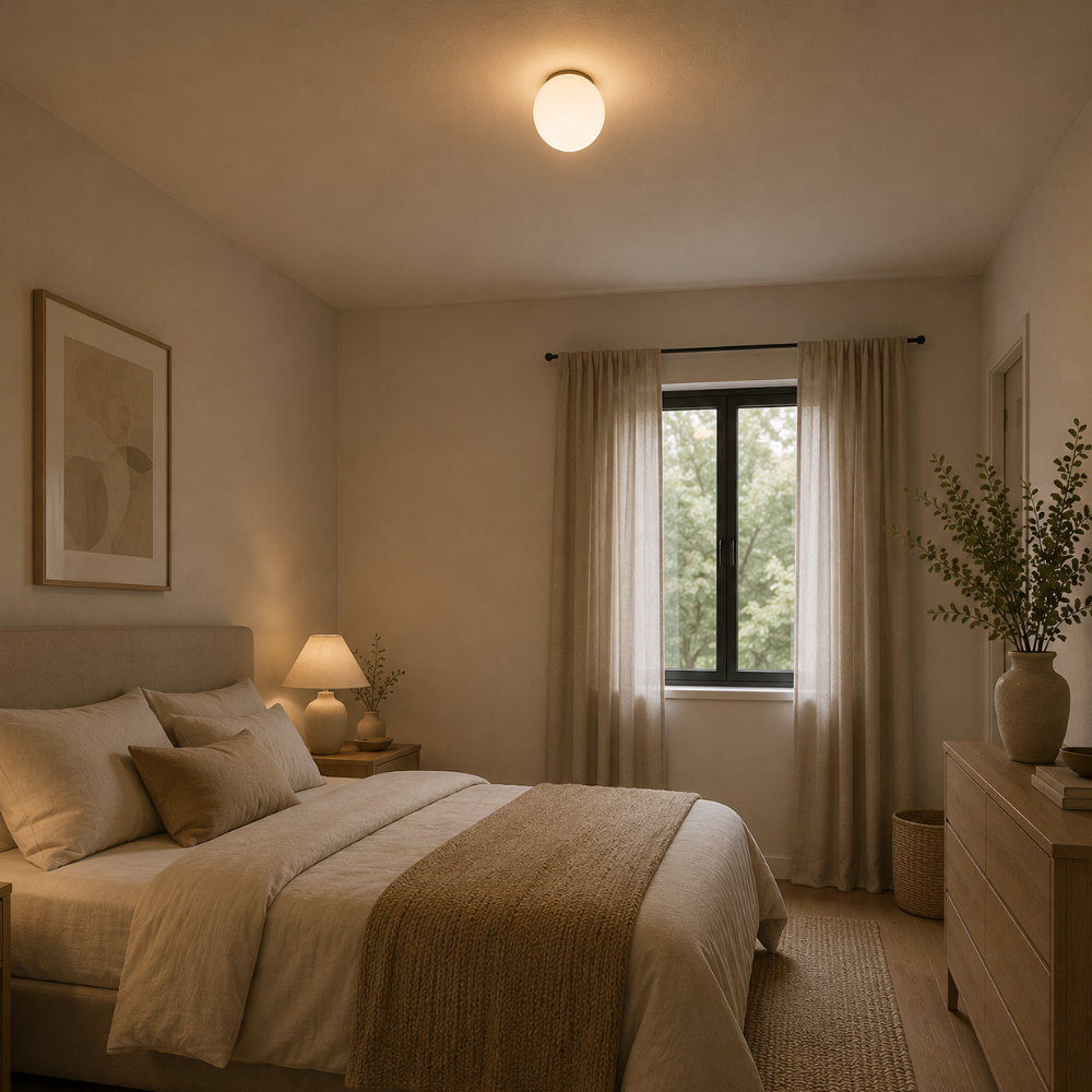 Minimalistyczna lampa sufitowa z mlecznego szkła