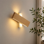 Obrotowa drewniana lampa ścienna góra dół