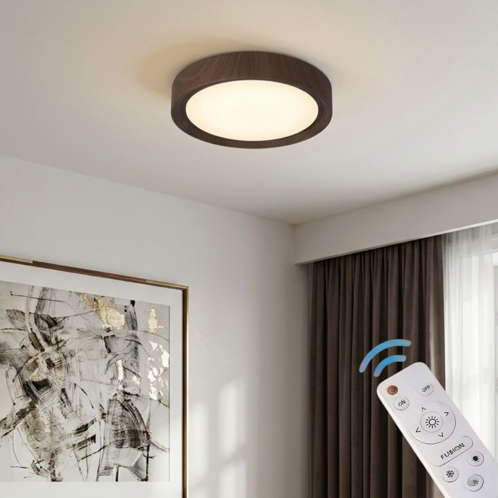 Lampa Sufitowa Drewniana Okrągła LED