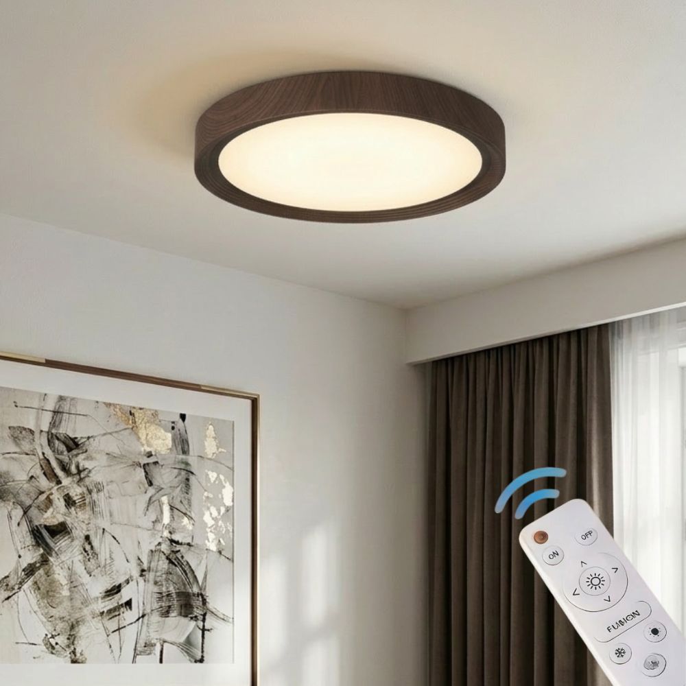 Lampa Sufitowa Drewniana Okrągła LED