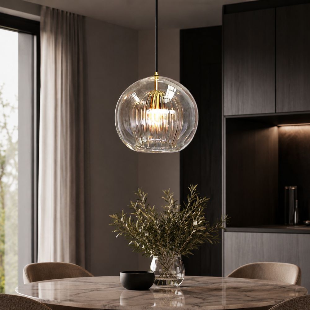 Lampa wisząca z ryflowanego szkła