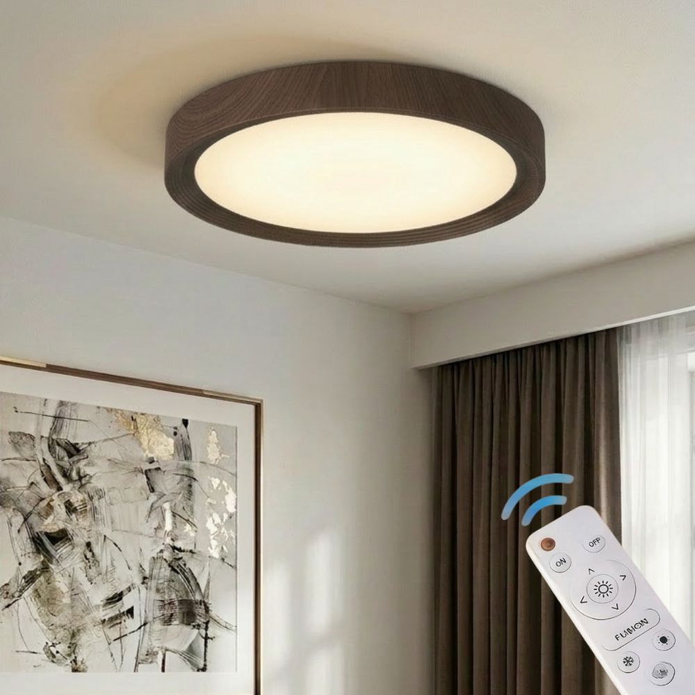 Lampa Sufitowa Drewniana Okrągła LED