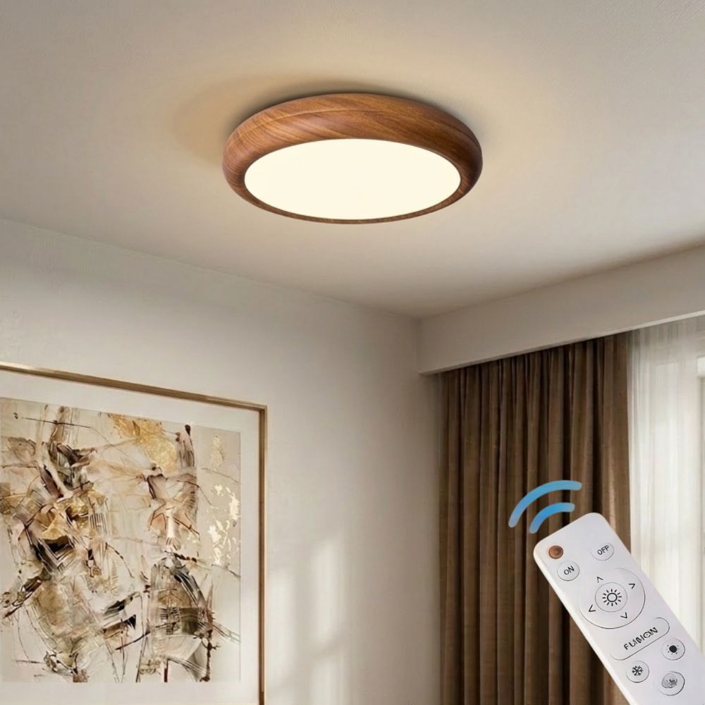 Lampa Sufitowa Drewniana Okrągła LED