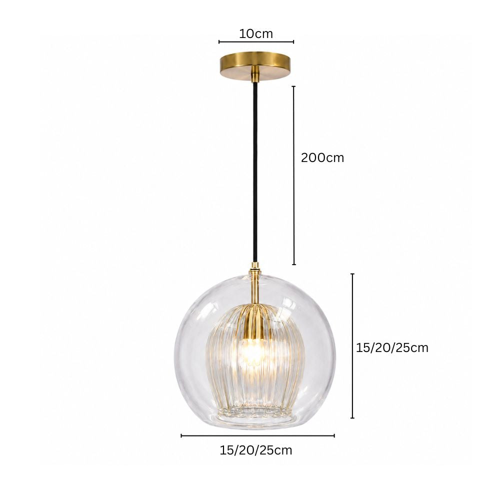Lampa wisząca z ryflowanego szkła
