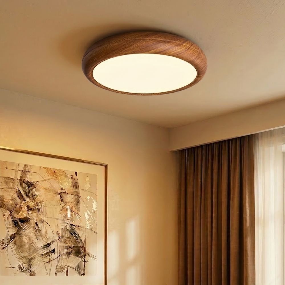 Lampa Sufitowa Drewniana Okrągła LED