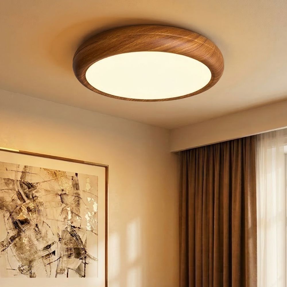 Lampa Sufitowa Drewniana Okrągła LED