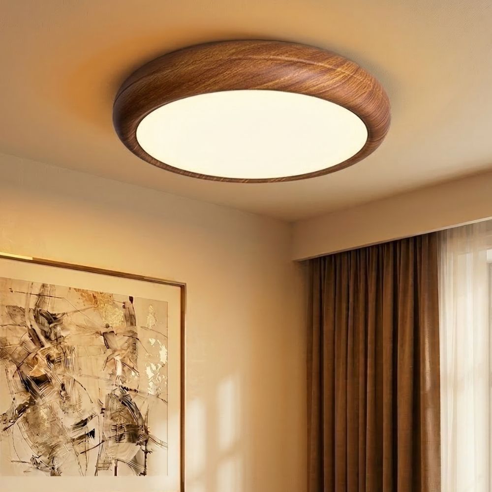 Lampa Sufitowa Drewniana Okrągła LED