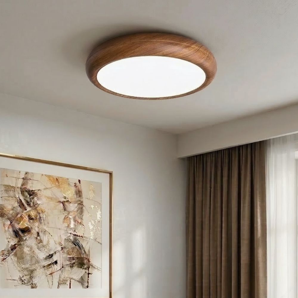 Lampa Sufitowa Drewniana Okrągła LED