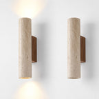 Kamienna cylindryczna lampa ścienna z podwójnym światłem
