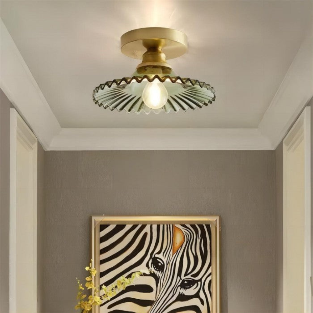 Lampa Sufitowa Szklana Vintage LED Kwiatowa