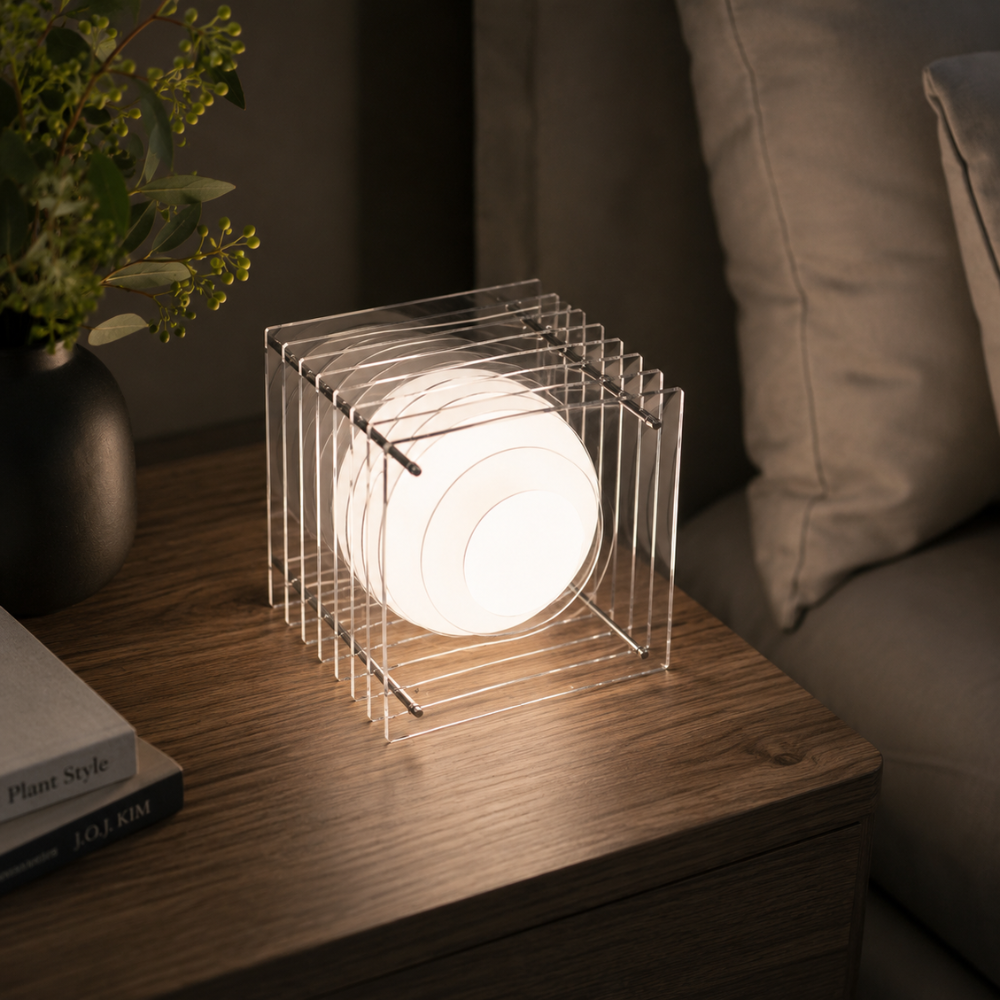 Lampa nastrojowa MoonCube z warstwowego akrylu