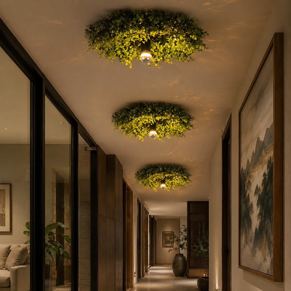 Rustykalna botaniczna lampa sufitowa do montażu wpuszczanego