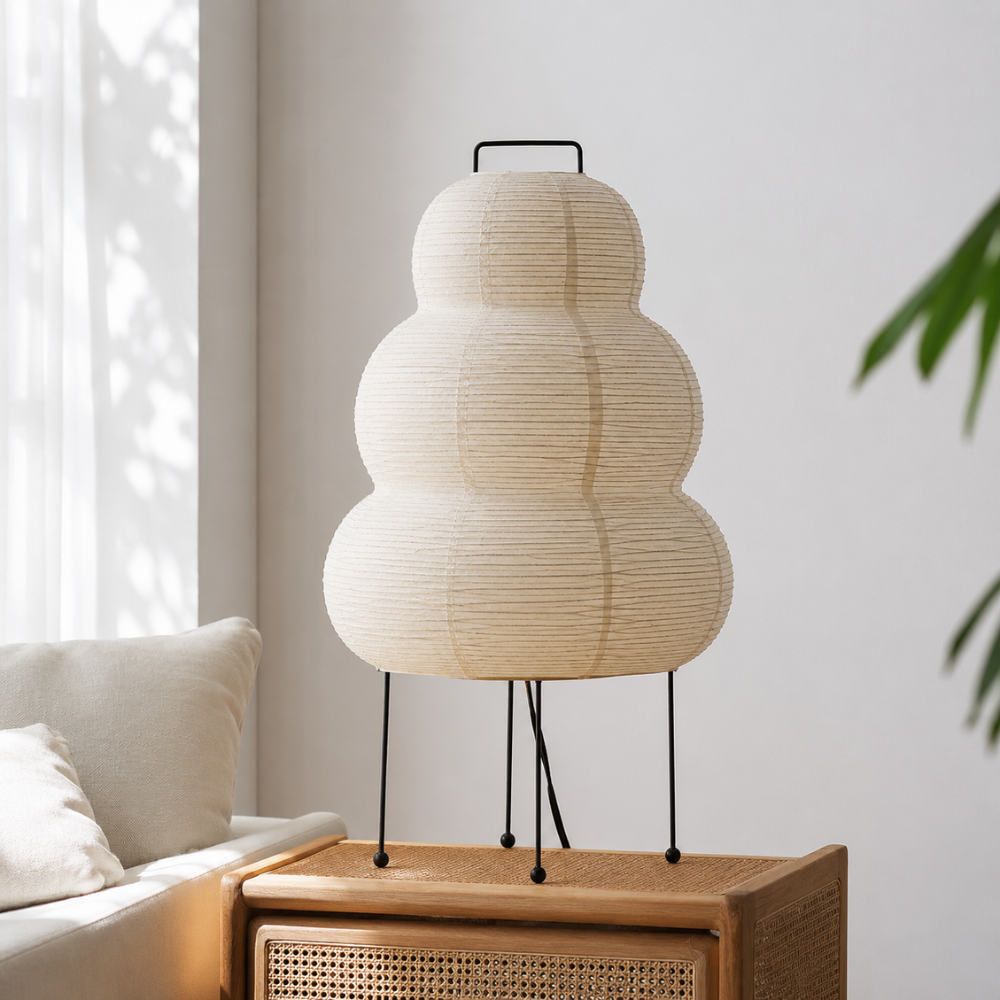 Nowoczesna lampa podłogowa z warstwowego papieru ryżowego