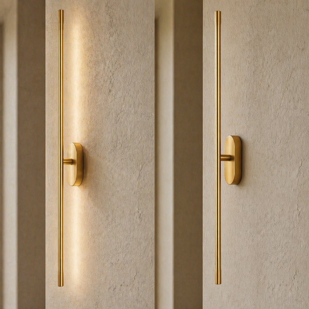Minimalistyczna lampa ścienna LED góra dół złote wykończenie