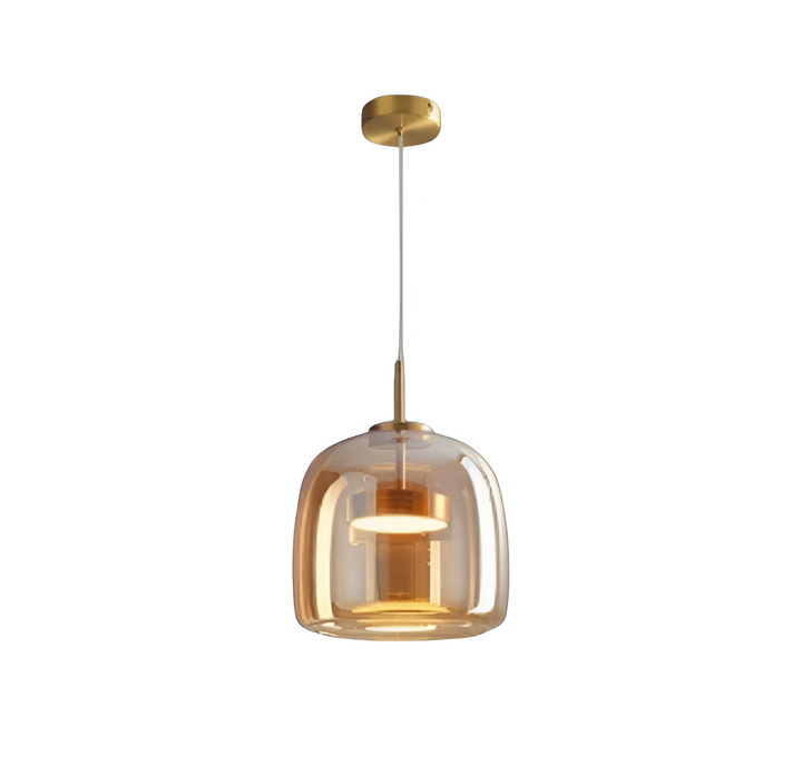 Nowoczesna lampa sufitowa z szklaną kloszem i LED, styl retro