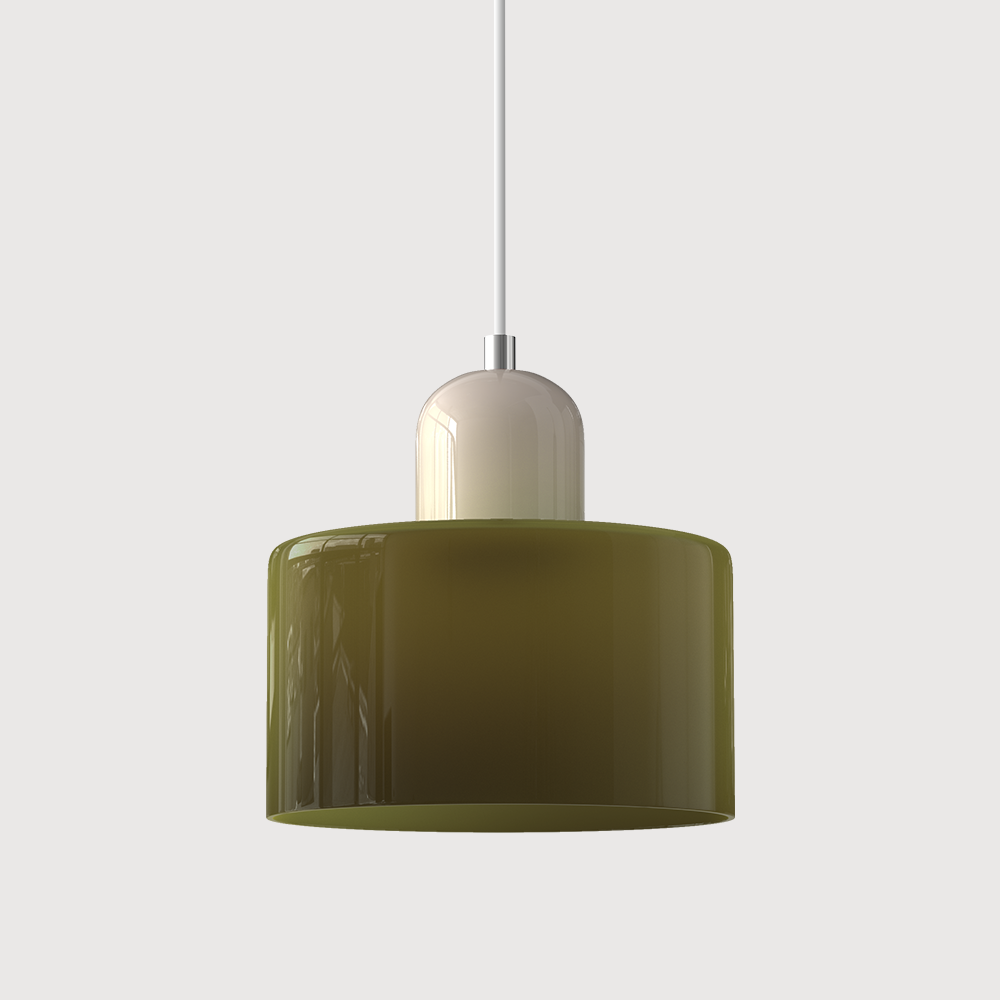 Lampa stołowa ze szklanego kolorowego klosza – geometryczny design