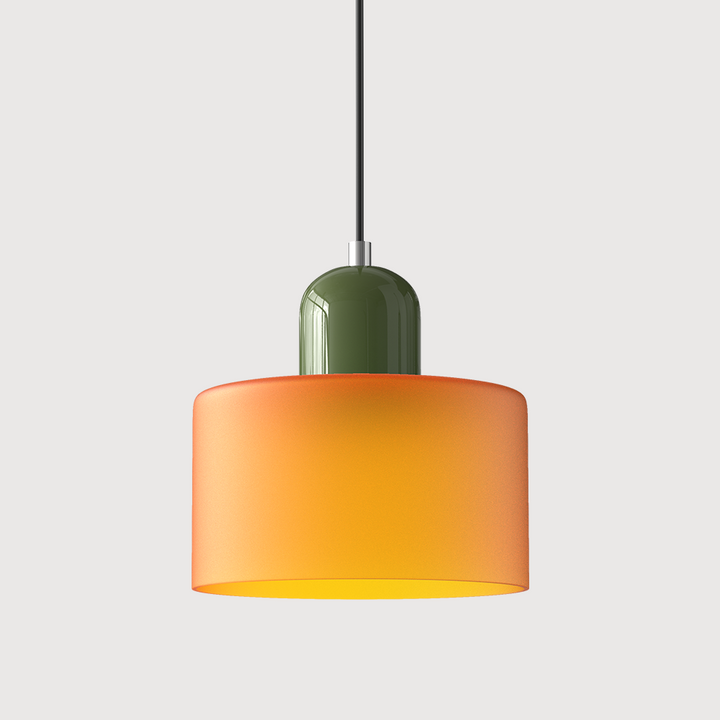 Lampa stołowa ze szklanego kolorowego klosza – geometryczny design