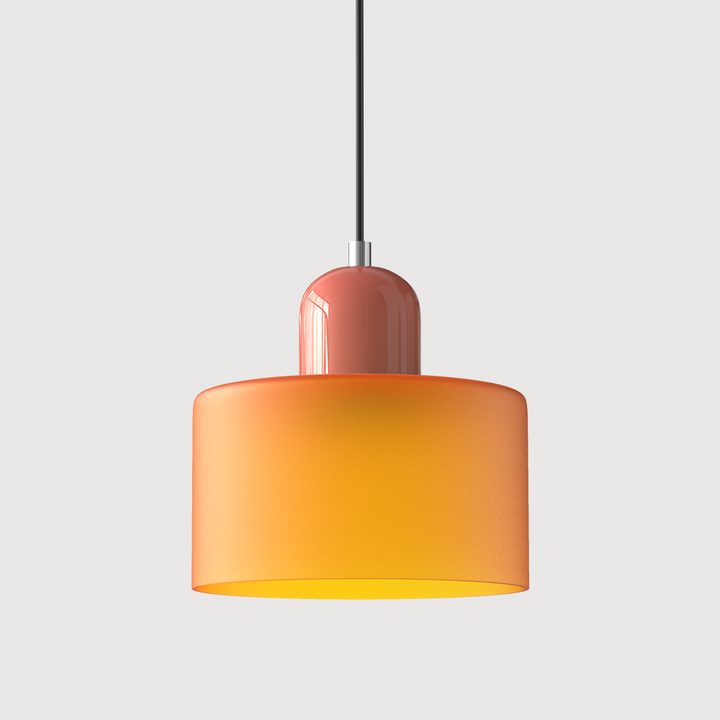 Lampa stołowa ze szklanego kolorowego klosza – geometryczny design