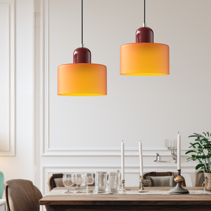 Lampa stołowa ze szklanego kolorowego klosza – geometryczny design