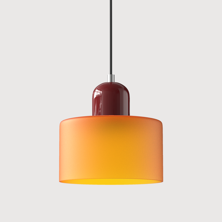 Lampa stołowa ze szklanego kolorowego klosza – geometryczny design