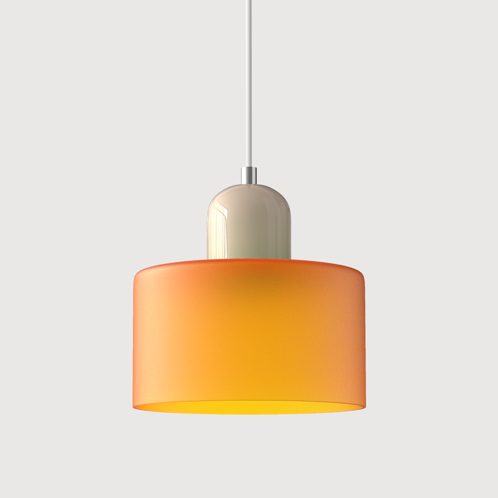 Lampa stołowa ze szklanego kolorowego klosza – geometryczny design