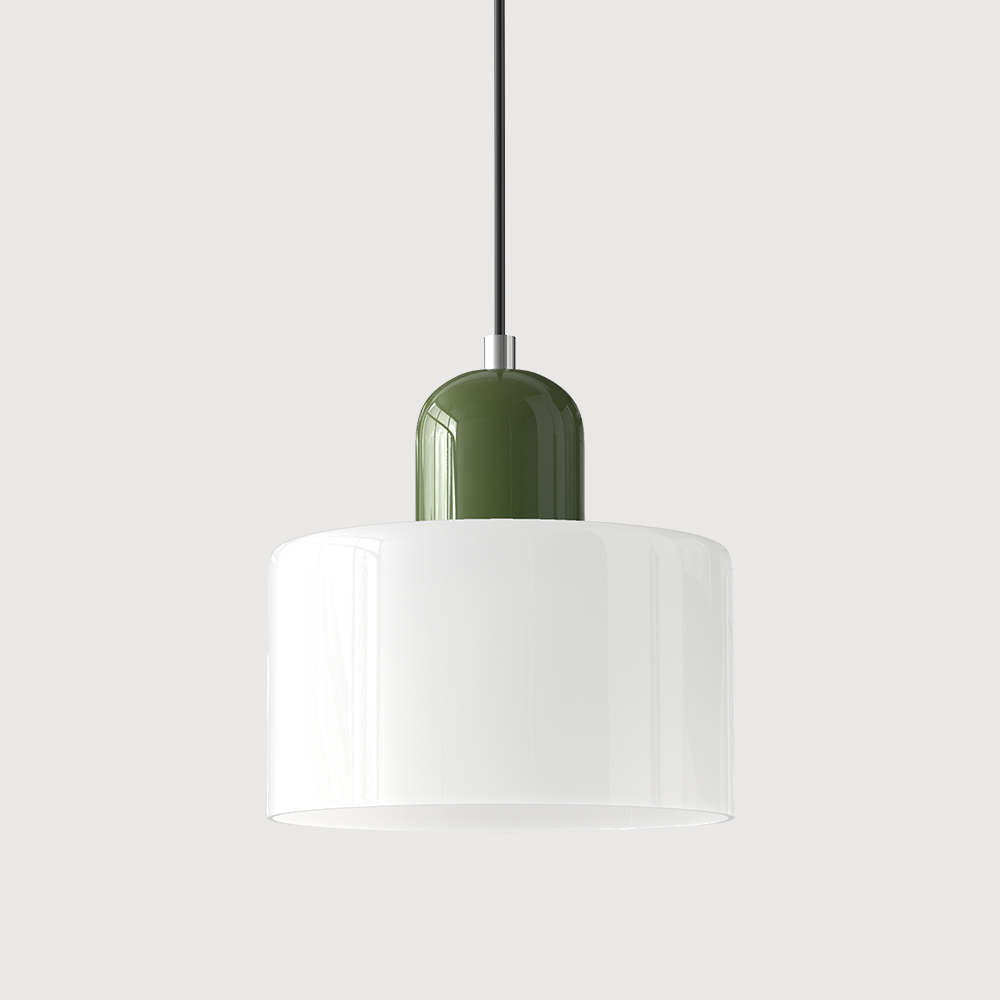 Lampa stołowa ze szklanego kolorowego klosza – geometryczny design