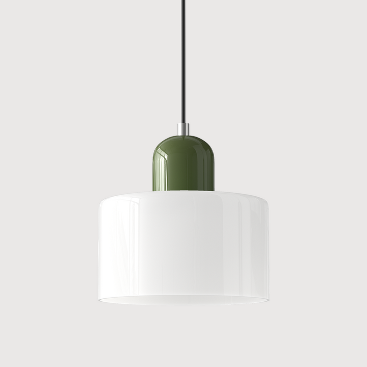 Lampa stołowa ze szklanego kolorowego klosza – geometryczny design