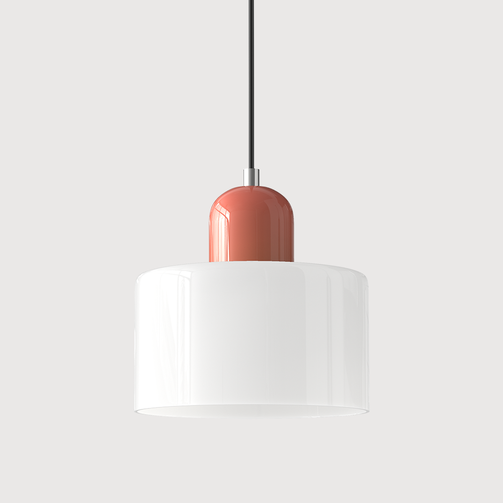 Lampa stołowa ze szklanego kolorowego klosza – geometryczny design