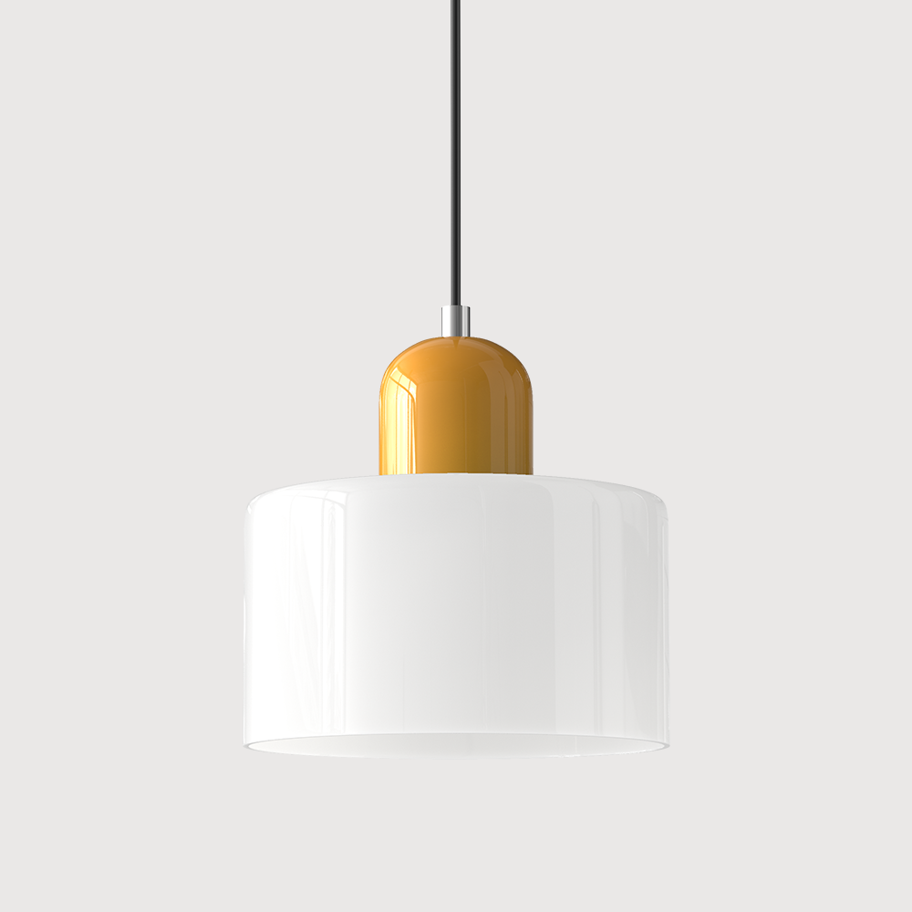 Lampa stołowa ze szklanego kolorowego klosza – geometryczny design