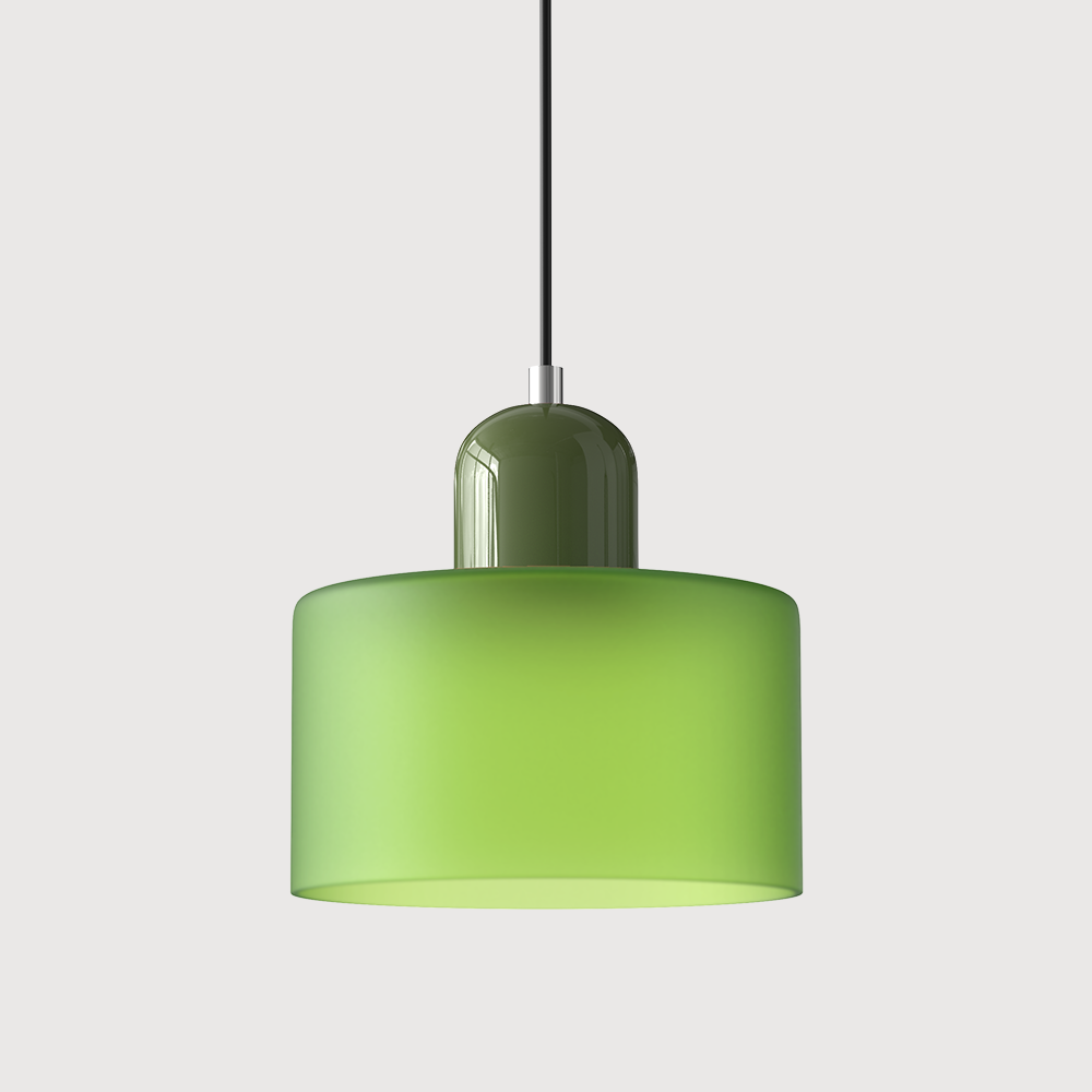 Lampa stołowa ze szklanego kolorowego klosza – geometryczny design