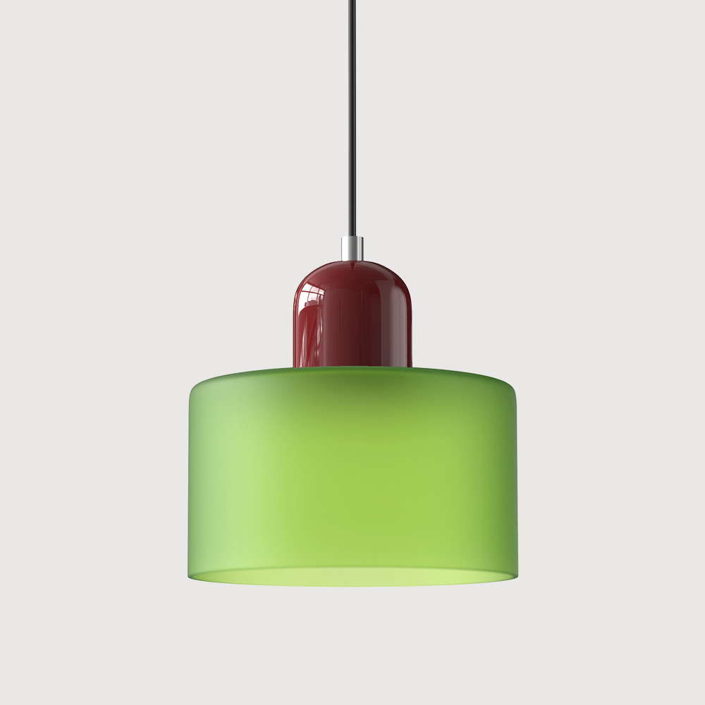 Lampa stołowa ze szklanego kolorowego klosza – geometryczny design