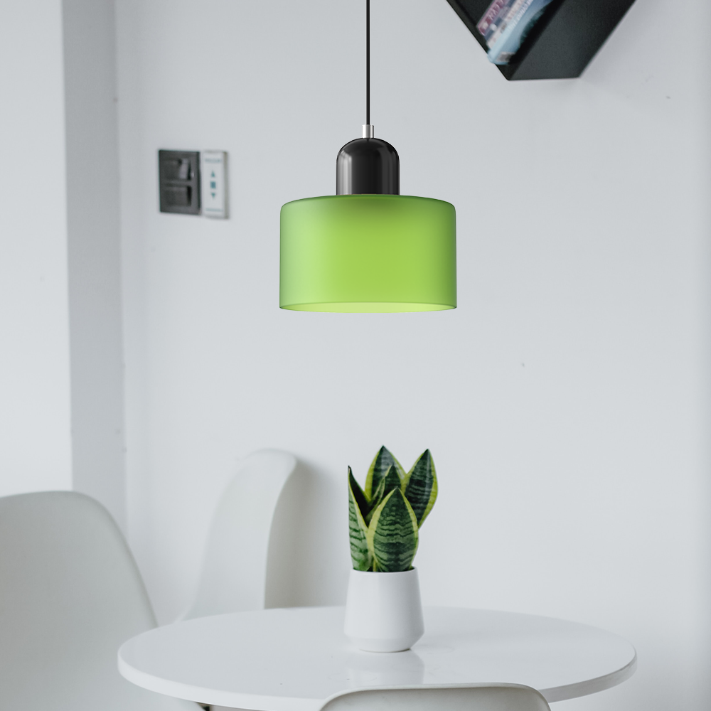 Lampa stołowa ze szklanego kolorowego klosza – geometryczny design