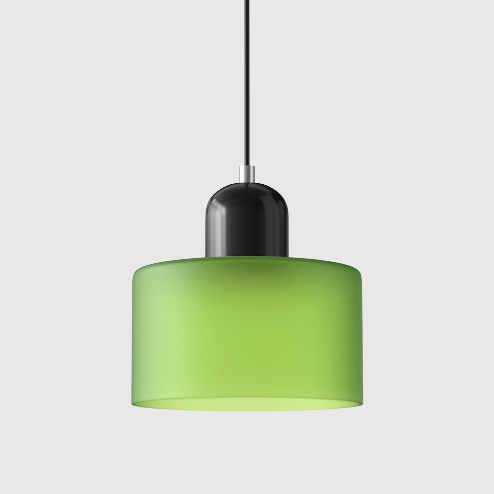 Lampa stołowa ze szklanego kolorowego klosza – geometryczny design