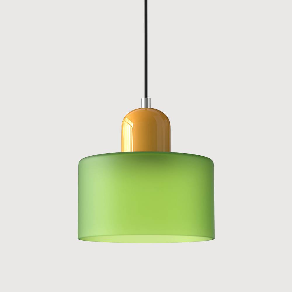 Lampa stołowa ze szklanego kolorowego klosza – geometryczny design