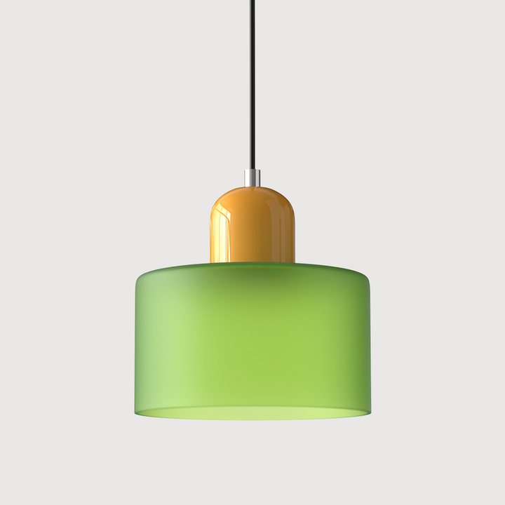 Lampa stołowa ze szklanego kolorowego klosza – geometryczny design