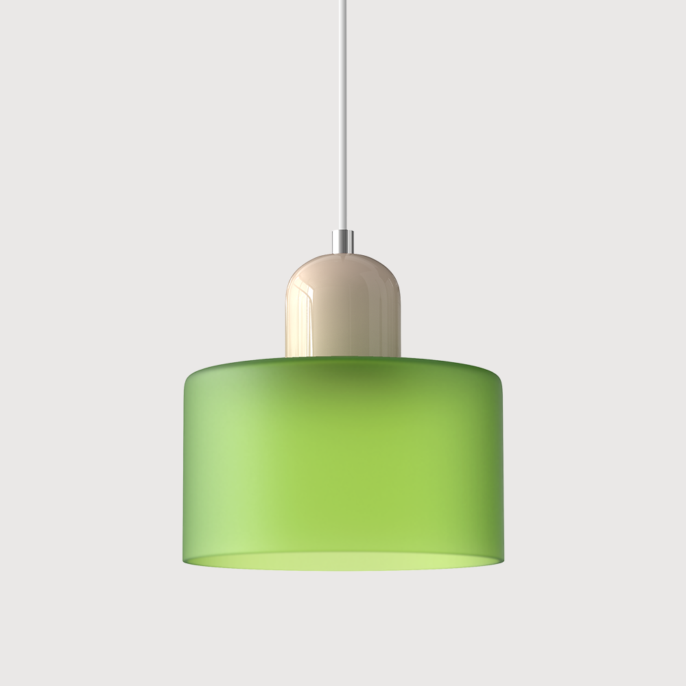 Lampa stołowa ze szklanego kolorowego klosza – geometryczny design