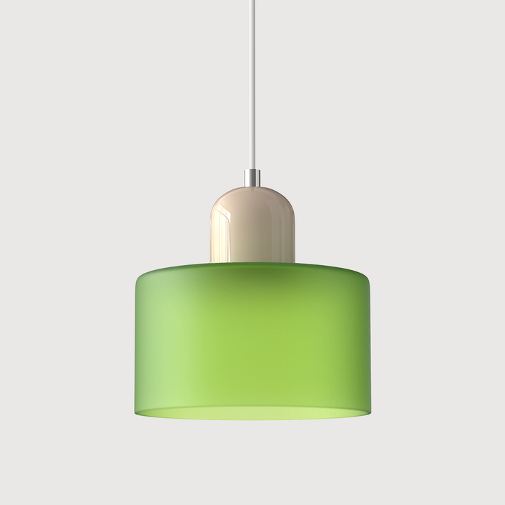 Lampa stołowa ze szklanego kolorowego klosza – geometryczny design