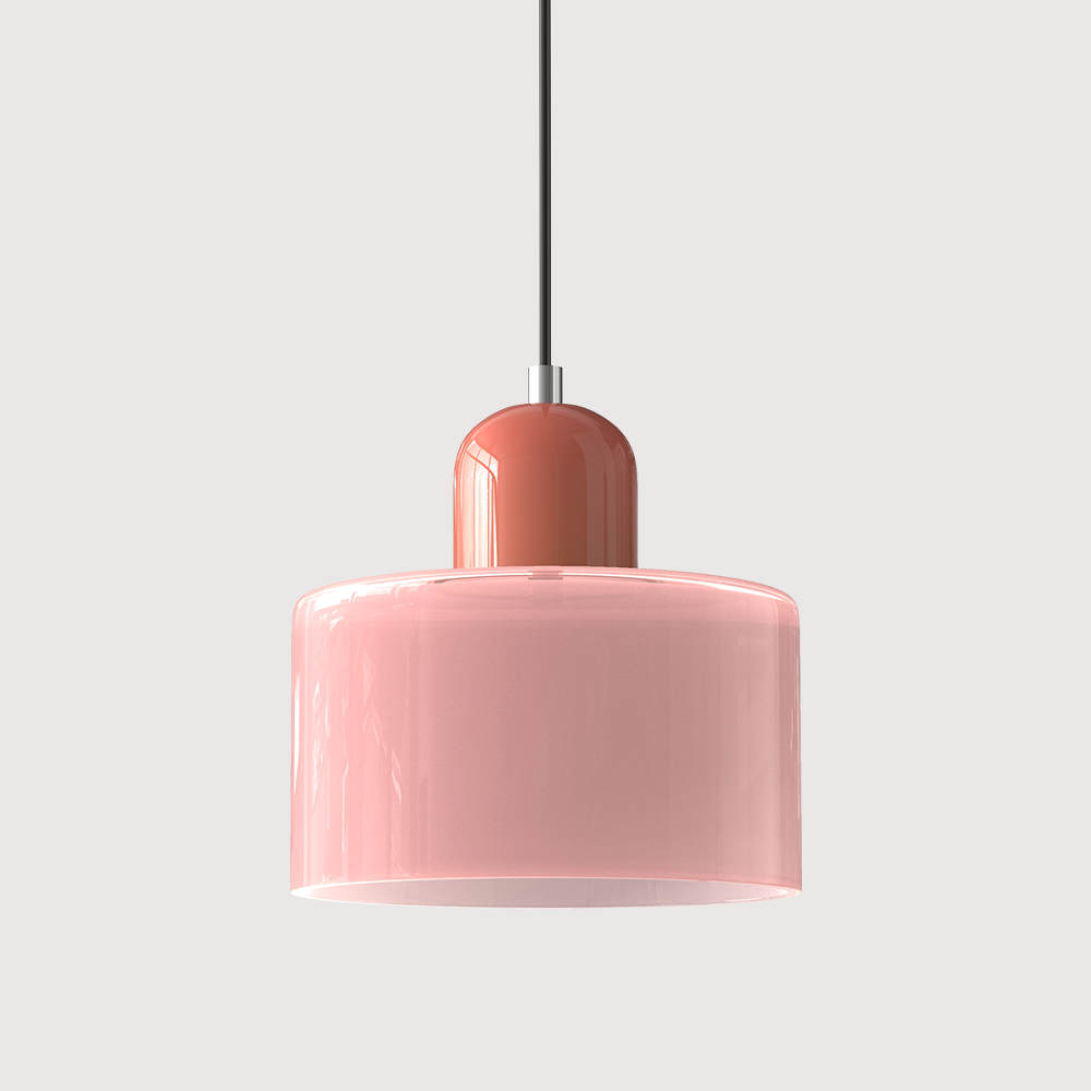 Lampa stołowa ze szklanego kolorowego klosza – geometryczny design