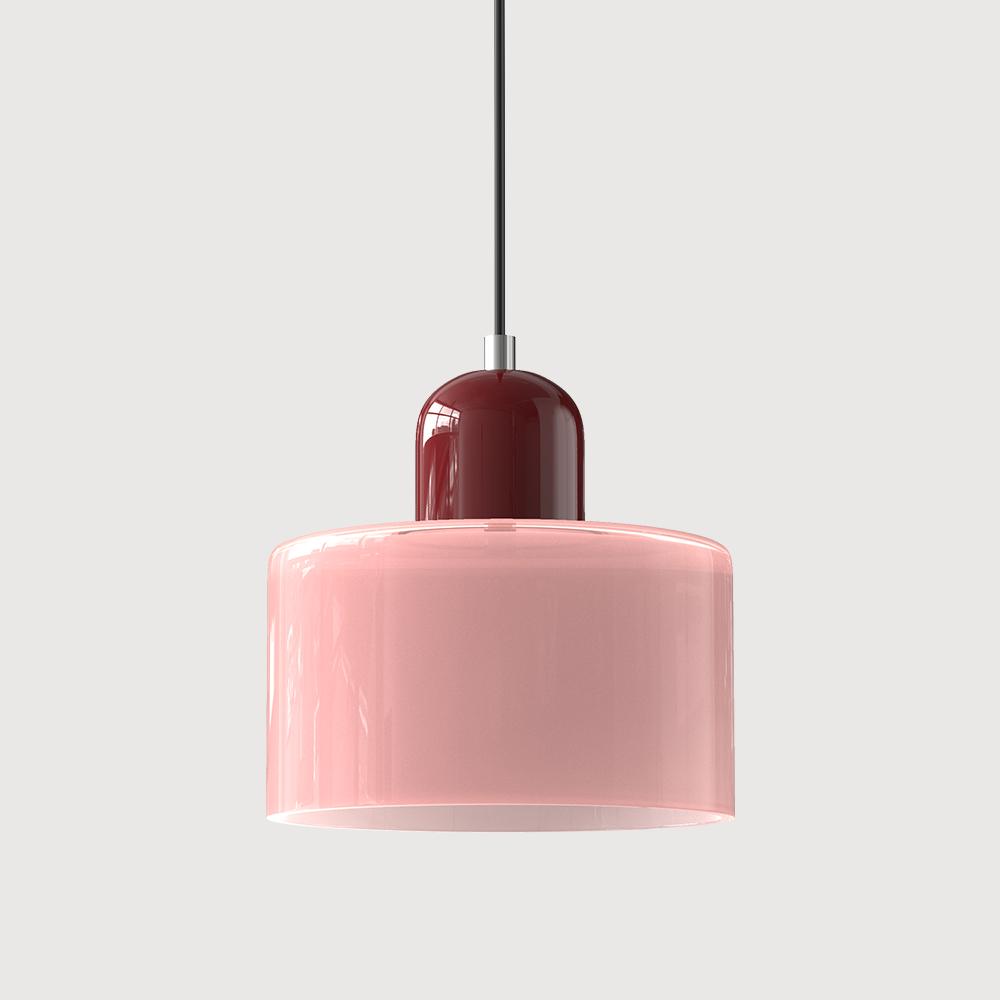 Lampa stołowa ze szklanego kolorowego klosza – geometryczny design