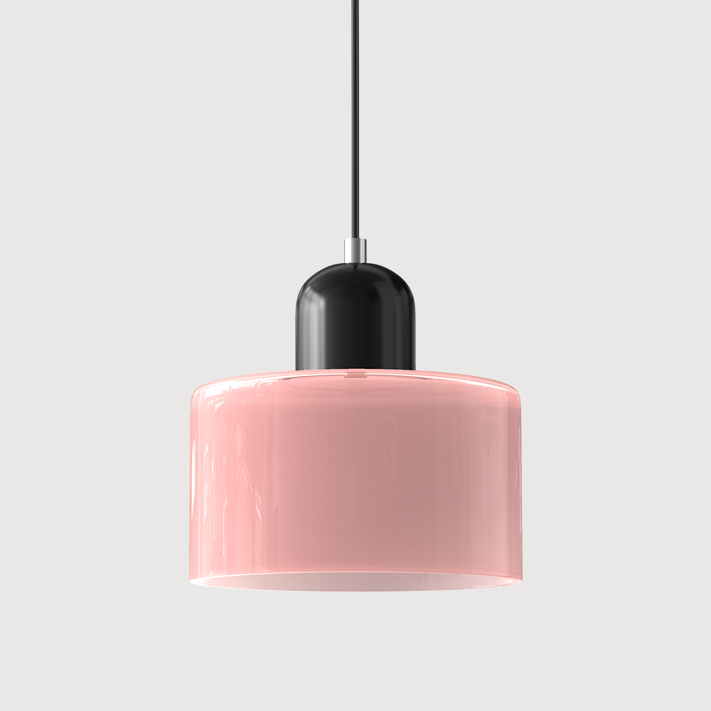 Lampa stołowa ze szklanego kolorowego klosza – geometryczny design