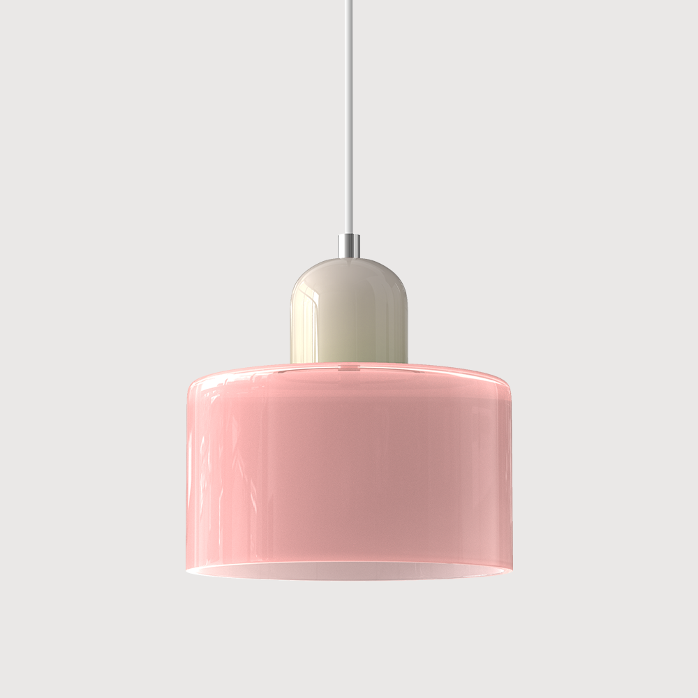 Lampa stołowa ze szklanego kolorowego klosza – geometryczny design