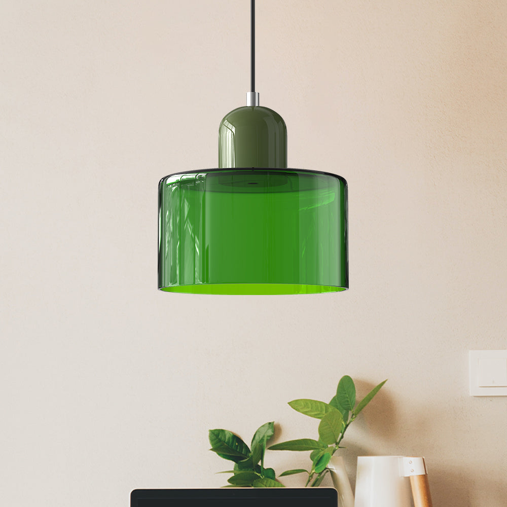Lampa stołowa ze szklanego kolorowego klosza – geometryczny design