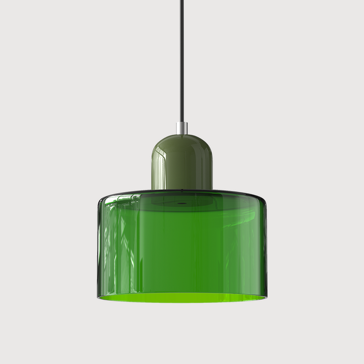 Lampa stołowa ze szklanego kolorowego klosza – geometryczny design