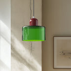 Lampa stołowa ze szklanego kolorowego klosza – geometryczny design
