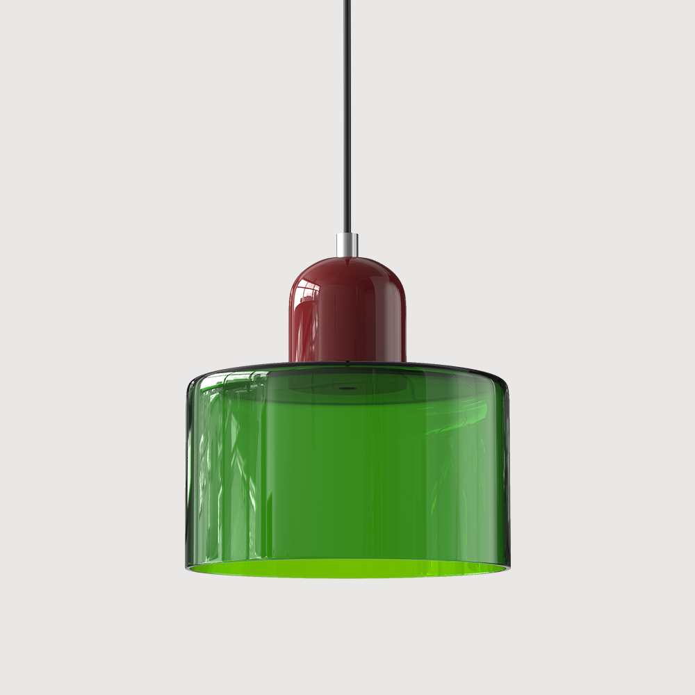 Lampa stołowa ze szklanego kolorowego klosza – geometryczny design